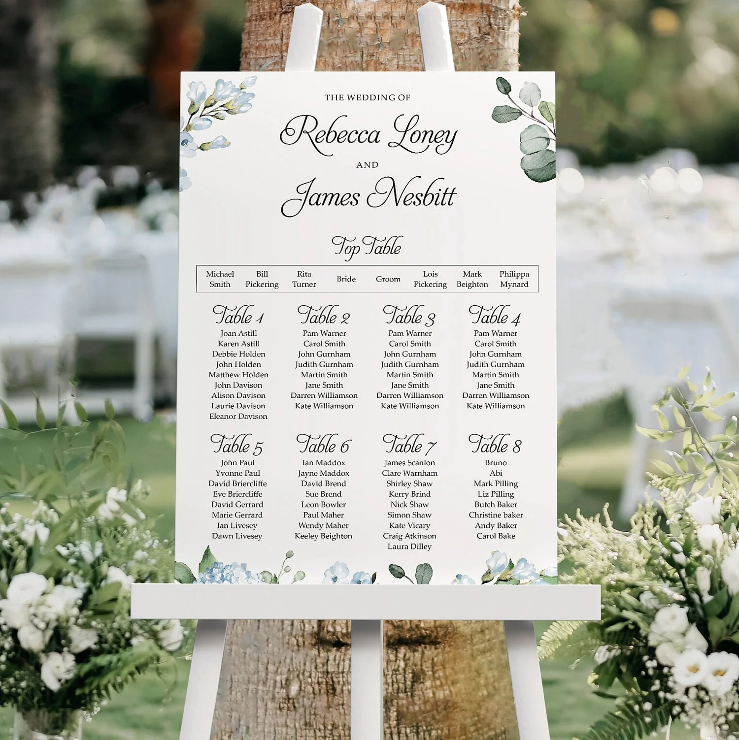 Table Plan printed by PCR Print in Lisburn