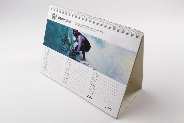 Branded wire-bound desk calendars